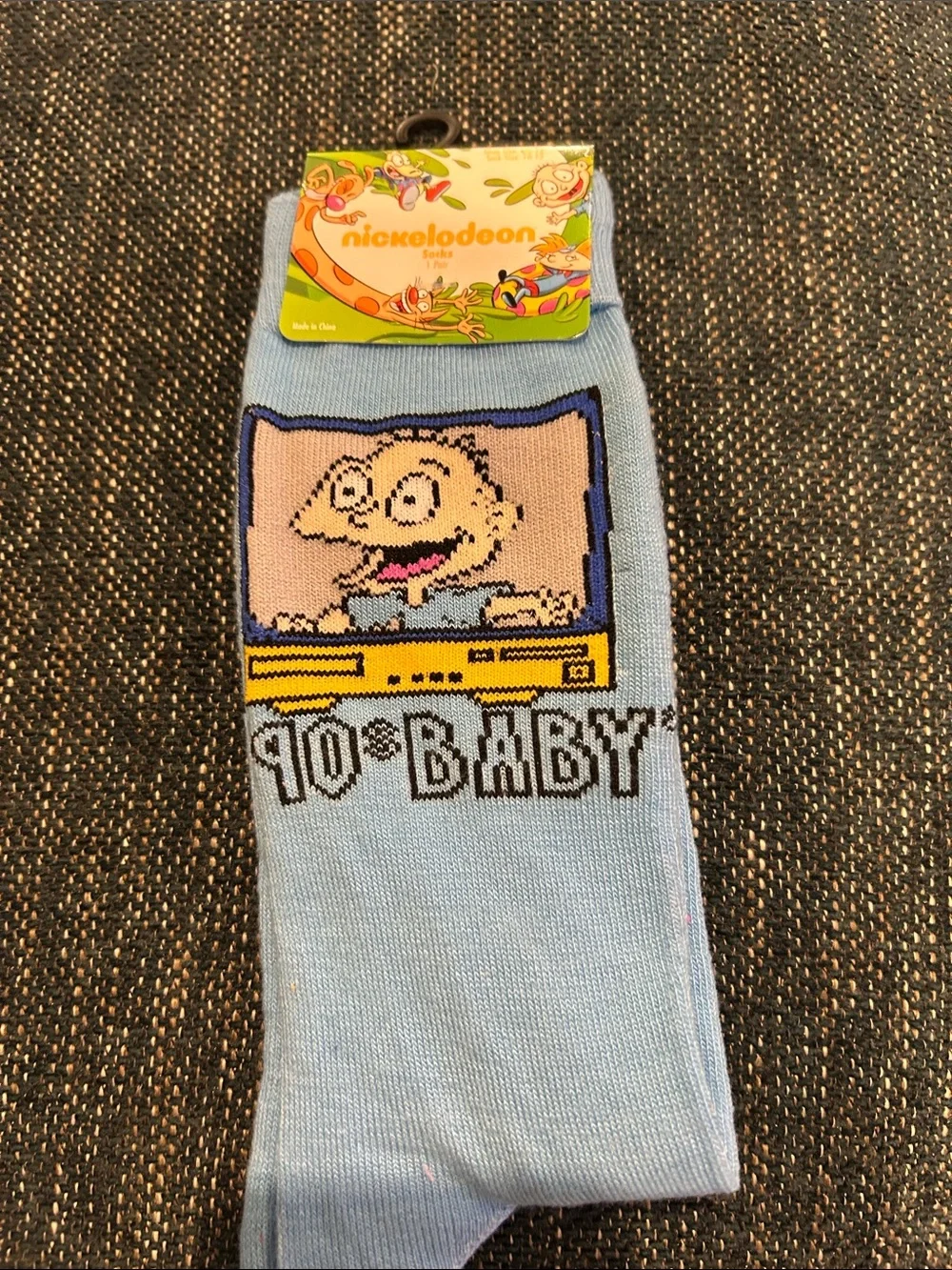 Nickelodeon Light Blue '90s Baby Graphic Men's Socks